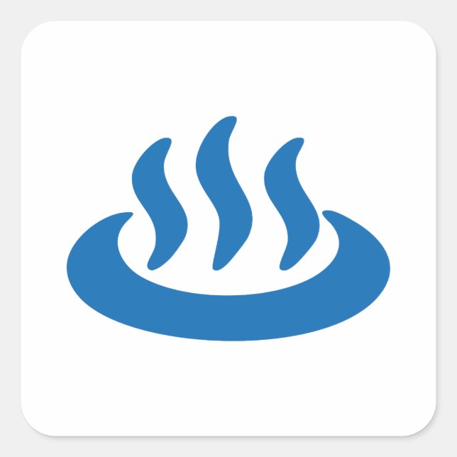 Pegatina Cuadrada Onsen ♨ Primavera Caliente 温 泉 Rótulo japonés (Anverso)