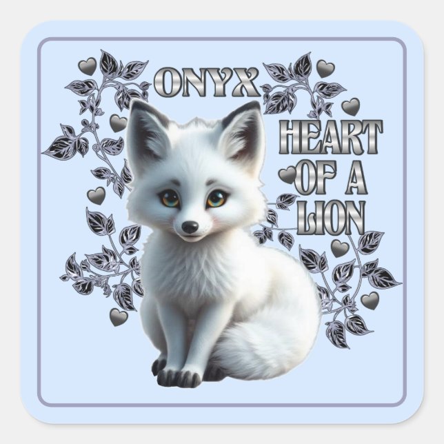Pegatina Cuadrada Onyx - Corazón de un León  (Anverso)