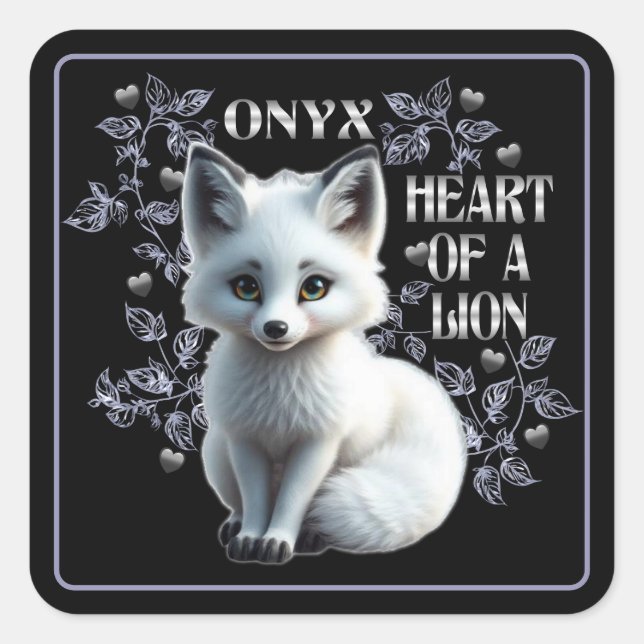 Pegatina Cuadrada Onyx - Corazón de un León Negro (Anverso)