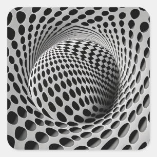 Pegatina Cuadrada Op-Art Negro Y Blanco