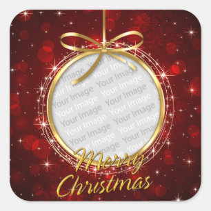 Pegatina Cuadrada Opciones de Feliz Navidad 76