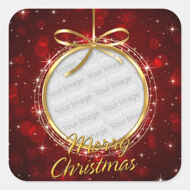 Pegatina Cuadrada Opciones de Feliz Navidad 76 (Anverso)