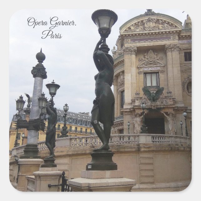 Pegatina Cuadrada Ópera Garnier del Palais. París. Francia. (Anverso)
