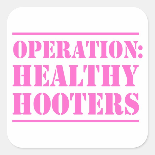 Pegatina Cuadrada Operación Hooters Saludables (Anverso)
