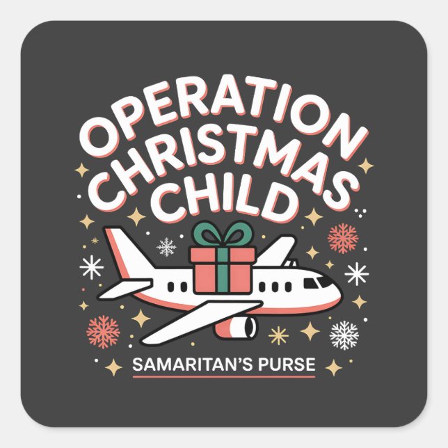 Pegatina Cuadrada Operación Navidades Bolsa Samaritana Infantil (Anverso)