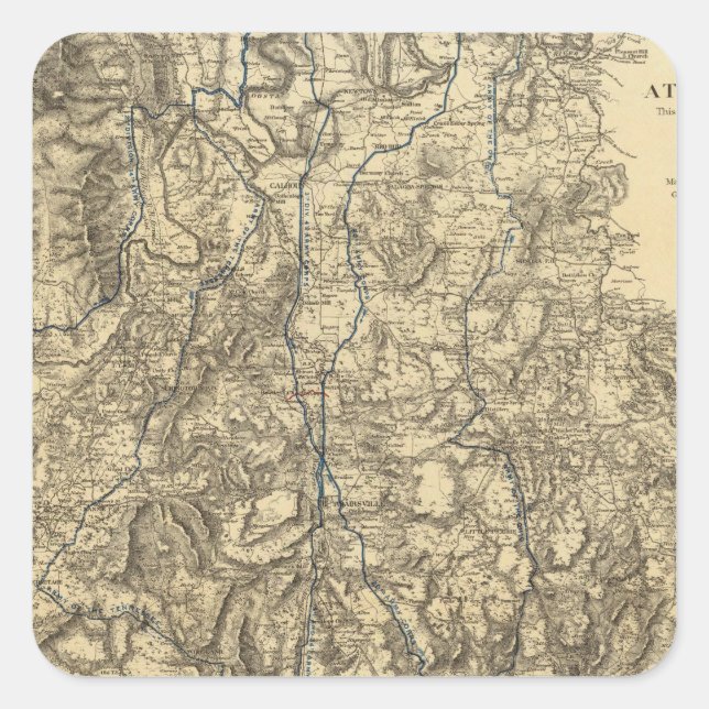 Pegatina Cuadrada Operaciones militares de la Campaña de Atlanta (Anverso)