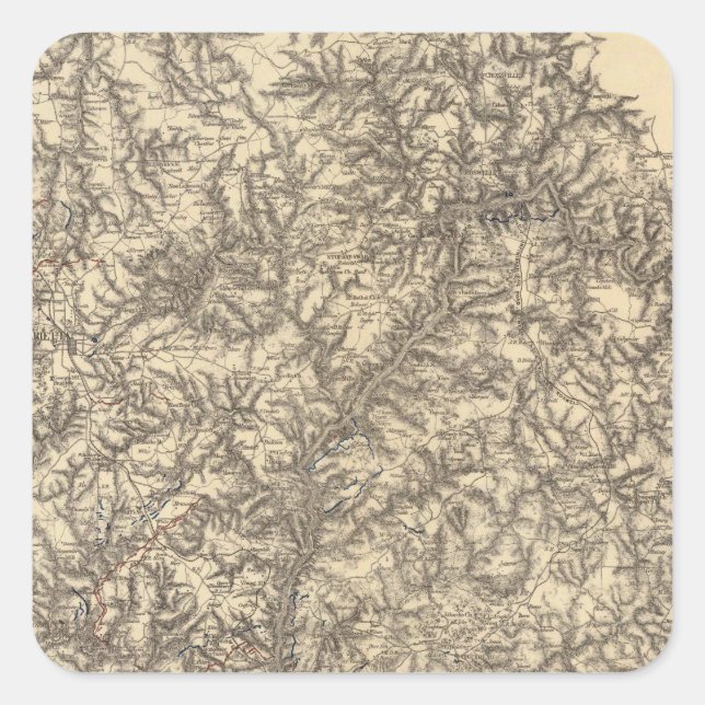 Pegatina Cuadrada Operaciones militares de la Campaña de Atlanta 2 (Anverso)