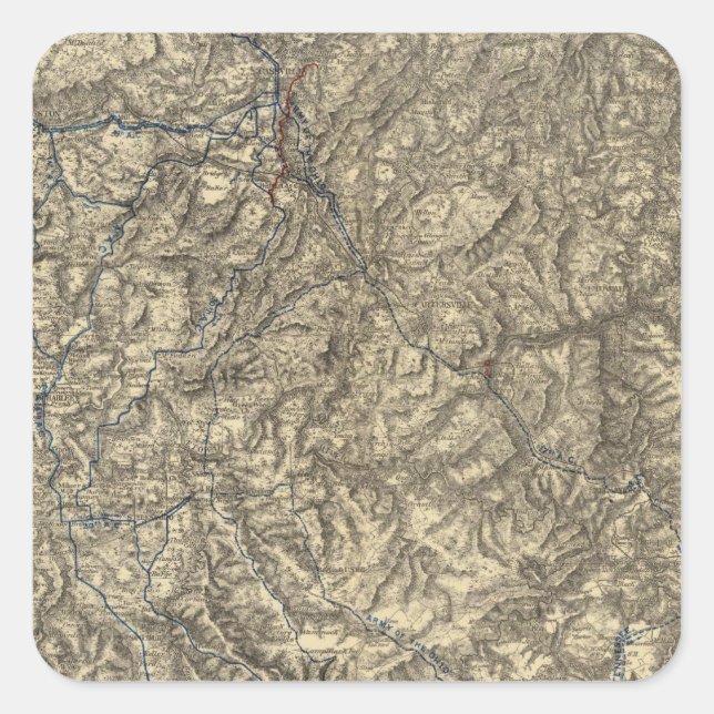 Pegatina Cuadrada Operaciones militares de la Campaña de Atlanta 3 (Anverso)