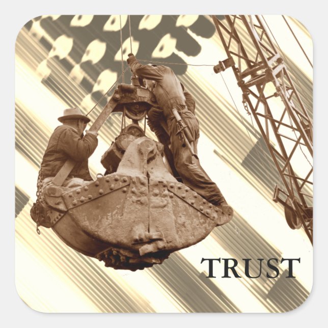 Pegatina Cuadrada Operador de grúa Northwest Crane USA Flag Trust (Anverso)