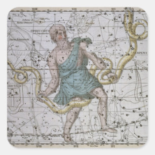 Pegatina Cuadrada Ophiuchus o Serpentarius, 'de un atlas celestial