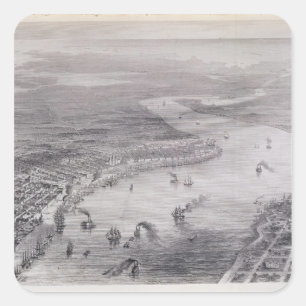 Pegatina Cuadrada Opinión del Pájaro-Ojo de New Orleans