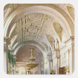 Pegatina Cuadrada Opinión el Pasillo blanco en el palacio del