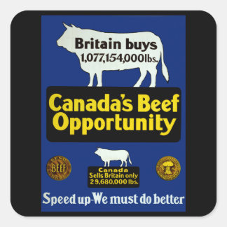 Pegatina Cuadrada Oportunidad de carne de Canadá