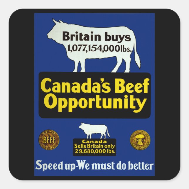 Pegatina Cuadrada Oportunidad de carne de Canadá (Anverso)