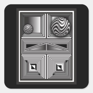 Pegatina Cuadrada Óptica a través de formas