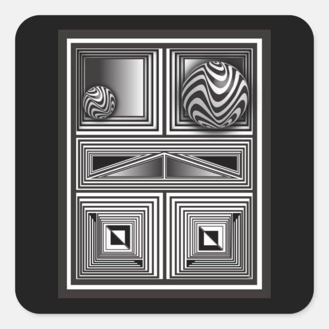 Pegatina Cuadrada Óptica a través de formas (Anverso)