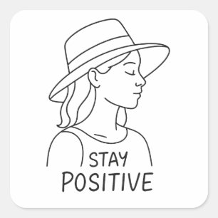 Pegatina Cuadrada Optimismo y fuerza radiante positivo de la permane