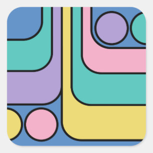 Pegatina Cuadrada Optimizar el diseño geométrico de estilo retro mod