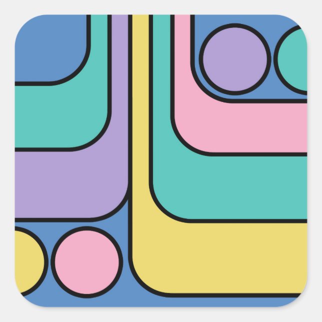 Pegatina Cuadrada Optimizar el diseño geométrico de estilo retro mod (Anverso)