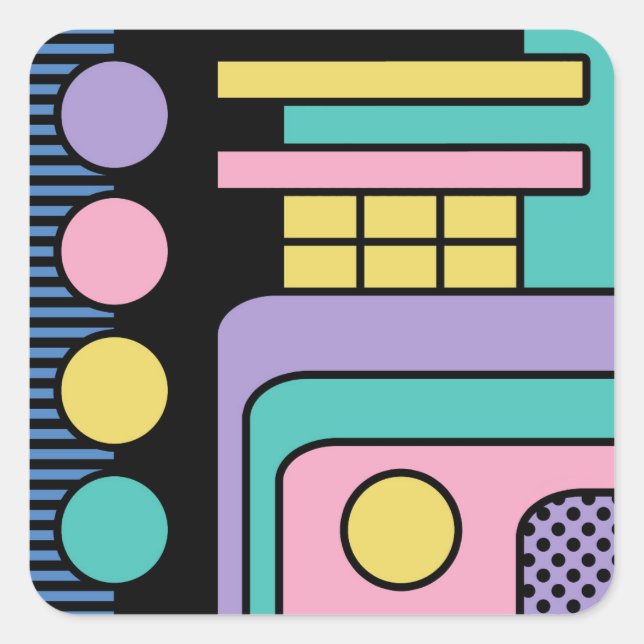 Pegatina Cuadrada Optimizar el diseño geométrico de estilo retro mod (Anverso)