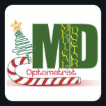 PEGATINA CUADRADA OPTOMETRY MERRY CHRISTMAS MÉDICA DE OJOS<br><div class="desc">OPTOMETRY MERRY CHRISTMAS MD - MÉDICA MÉDICO - CAÑAS DE CANDIDAS Y ÁRBOL DE NAVIDAD - OPTOMETRISTA - MÉDICA DE OJOS</div>