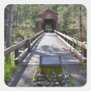 Pegatina Cuadrada OR, Condado de Jackson, McKee Covered Bridge