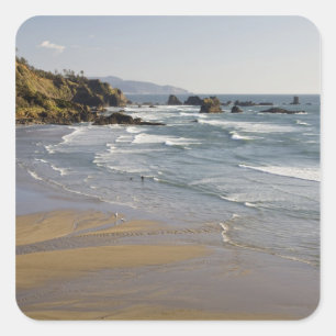 Pegatina Cuadrada OR, Oregon Coast, Ecola State Park, India