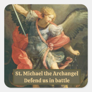 Pegatina Cuadrada Oración católica de San Miguel el Arcángel