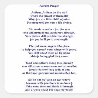 Pegatina Cuadrada Oración de autismo