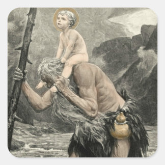 Pegatina Cuadrada Oración de Viajes de San Cristóbal