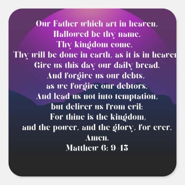 Pegatina Cuadrada Oración del Señor (Anverso)