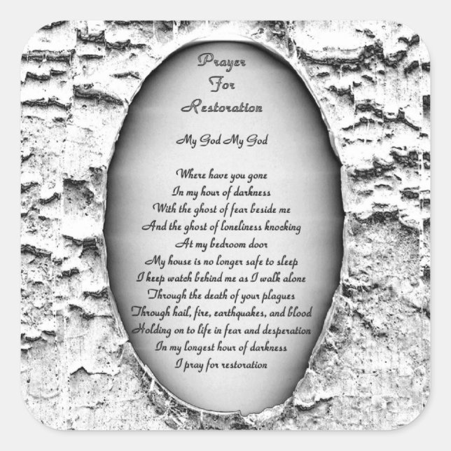Pegatina Cuadrada Oración Por La Restauración (Anverso)