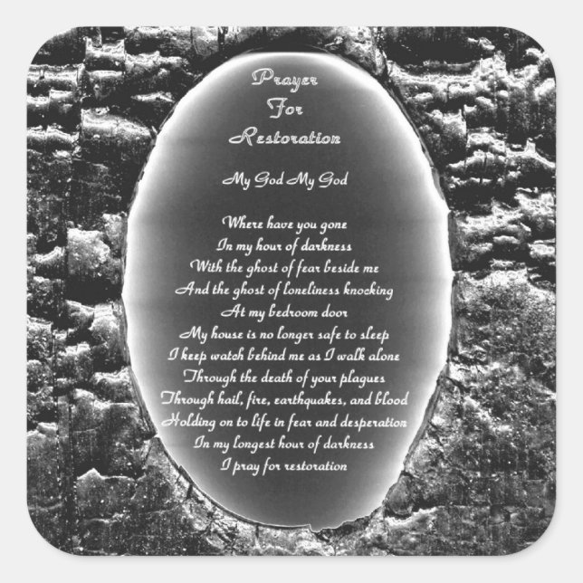 Pegatina Cuadrada Oración Por La Restauración (Anverso)