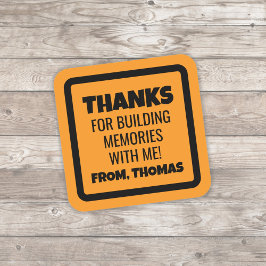 Pegatina Cuadrada Orange Construction Birthday