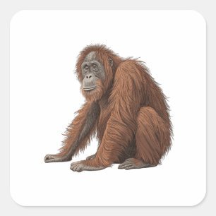 Pegatina Cuadrada Orangután