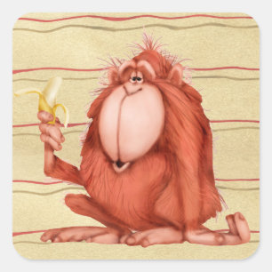 Pegatina Cuadrada Orangutan - Pegatinas