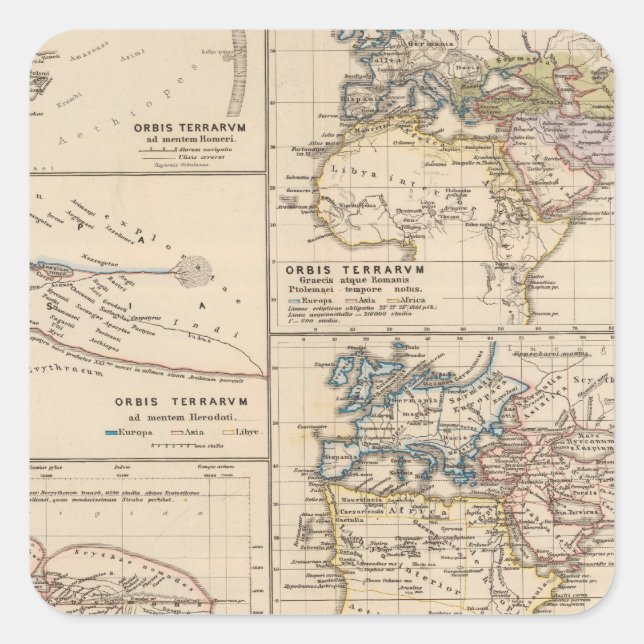 Pegatina Cuadrada Orbis terrarum (Anverso)