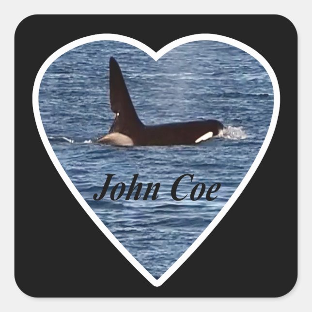 Pegatina Cuadrada Orca de John Coe personalizable Costa Oeste (Anverso)