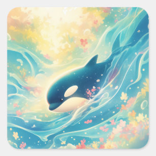 Pegatina Cuadrada Orca Guardiana de las Profundidades