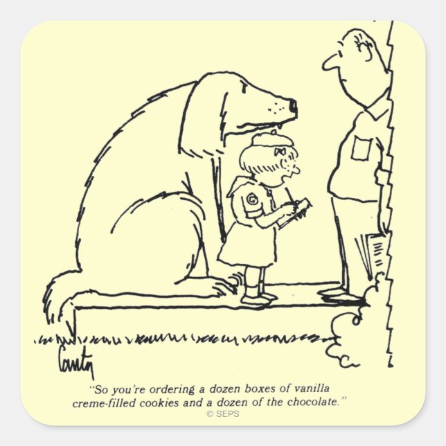 Pegatina Cuadrada Ordenando cookies (Anverso)