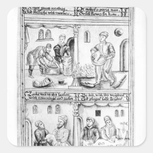 Pegatina Cuadrada Ordenanza de los Panaderos de York, 1595-96