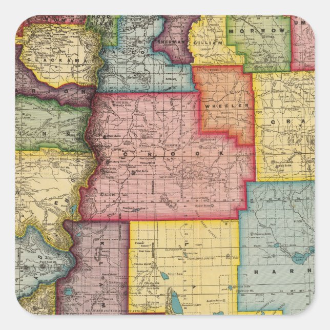 Pegatina Cuadrada Oregón (Anverso)