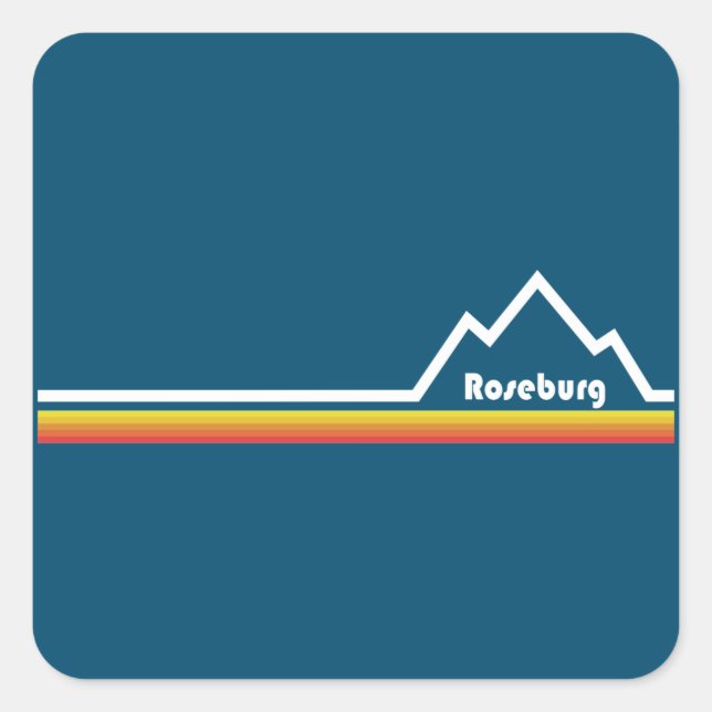 Pegatina Cuadrada Oregón de Roseburg (Anverso)