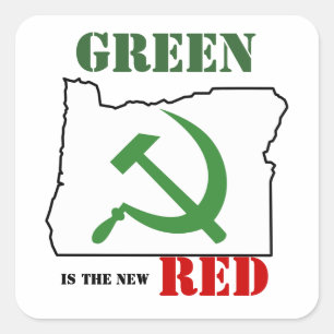 Pegatina Cuadrada Oregón - el verde es el nuevo rojo