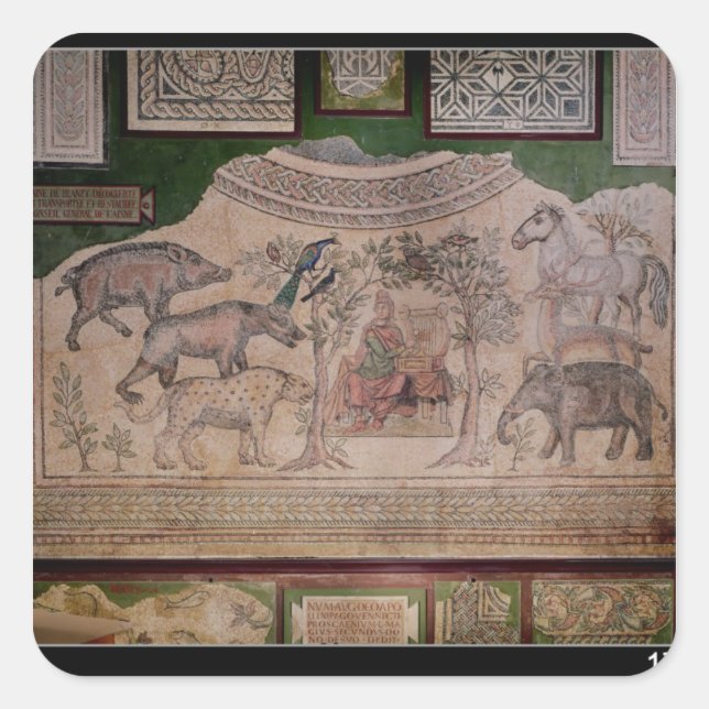 Pegatina Cuadrada Orfeo que encanta los animales (Anverso)