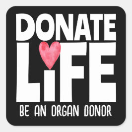 Pegatina Cuadrada Organ Donor Donate Life Sticker