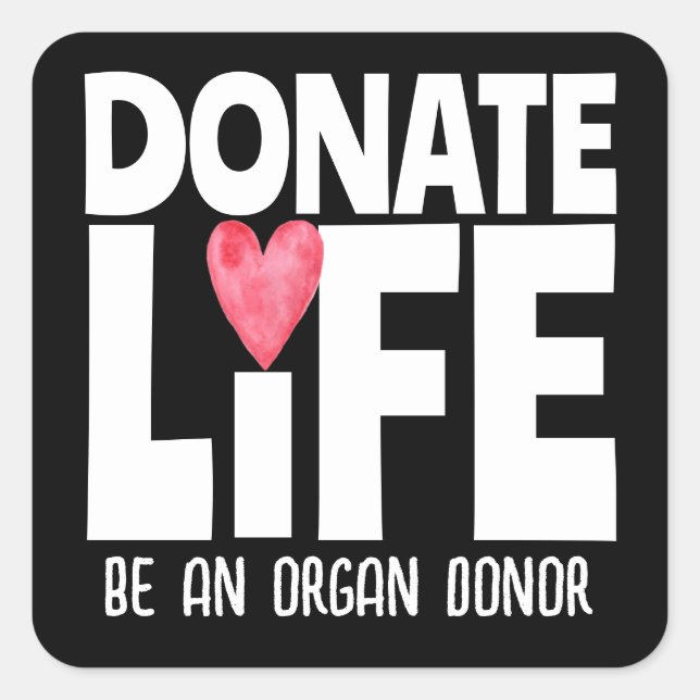 Pegatina Cuadrada Organ Donor Donate Life Sticker (Anverso)