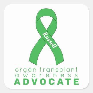 Pegatina Cuadrada Organ Transplant Advocate White