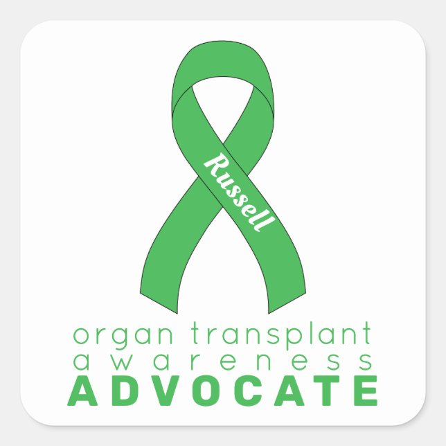 Pegatina Cuadrada Organ Transplant Advocate White (Anverso)