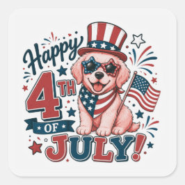 Pegatina Cuadrada Orgullo Americano 4 de Julio
